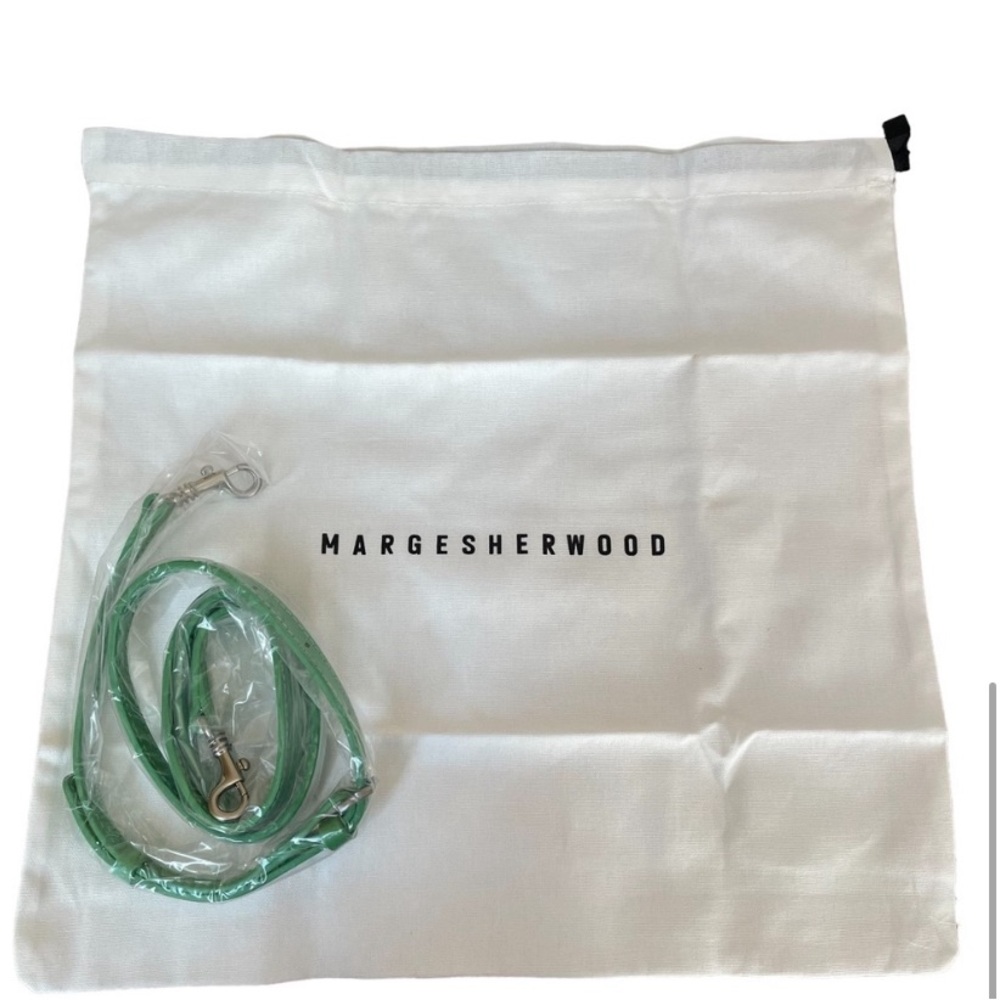 Marge Sherwood Bessette Shoulder Bag Green 100% Leather 90s Colorful Holiday - Picture 6 of 6